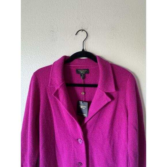 Charter Club Luxury Cashmere Blazer Womens Size Medium Two Button Front Fuchsia - Picture 3 of 8